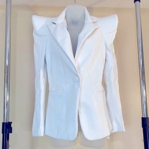 Fashion Nova White Vegan Leather Blazer Size XS